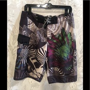 Jolt Board Shorts Purple Green Size 31